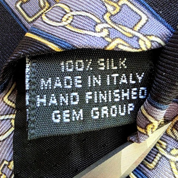 Tie Paolo Gucci Necktie Black Gold Chain Stripe Patterned Business Career - Picture 6 of 7